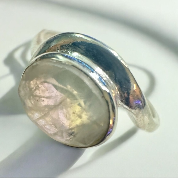 Natural Rainbow Moonstone Sterling Silver Ring - 7.5 - Picture 9 of 11